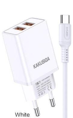 KAKUSIGA KSC-788 dual port smart charger set (EU)(Lightning)