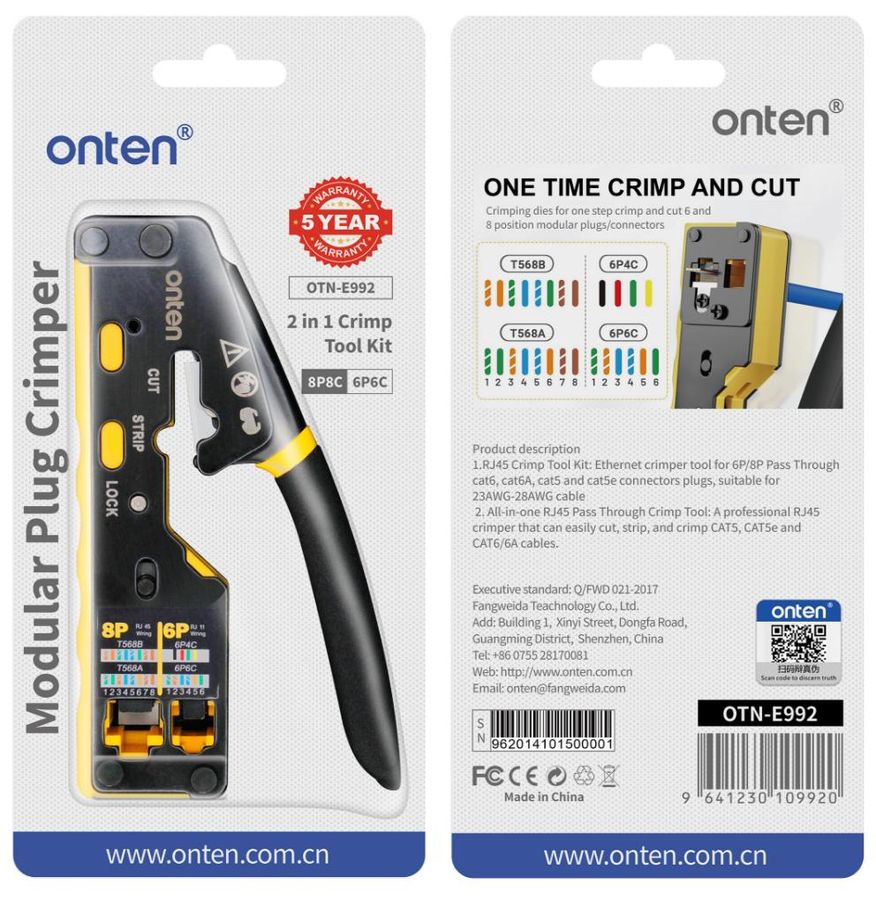 ONTEN OTN-E992 network cable crimping tool