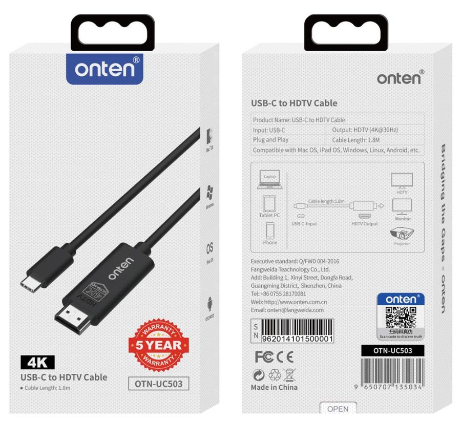 ONTEN OTN-UC503 )/Type-C to HDMI Cable