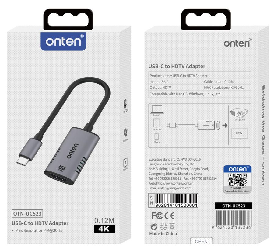 ONTEN OTN-UC523 USB-C to HDMI Adapter