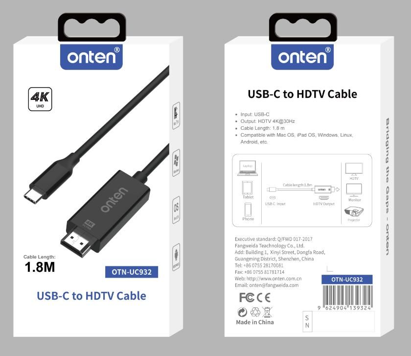 ONTEN OTN-UC932 USB-C to HDMI Cable USB-C