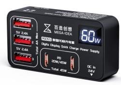 MEGA-IDEA P605S 60w Digits display-port charging hub