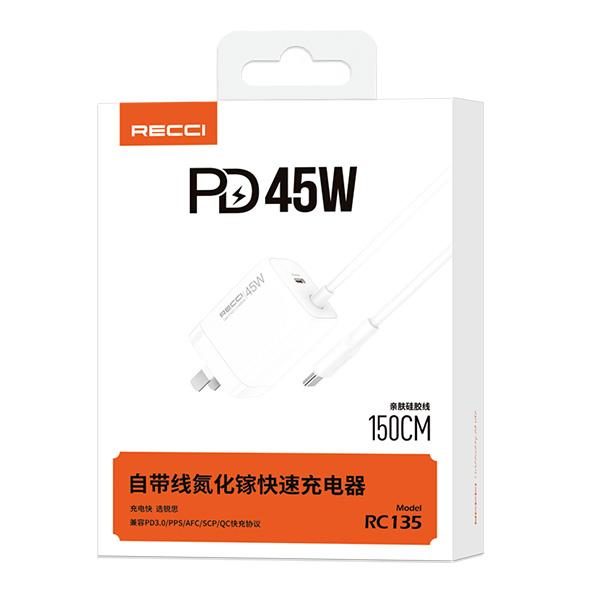 RECCI RC135 45W GAN fast charger Cn/us PLUG
