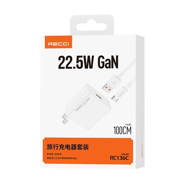 RECCI RC136C 22.5W AC charger Cn/us PLUG