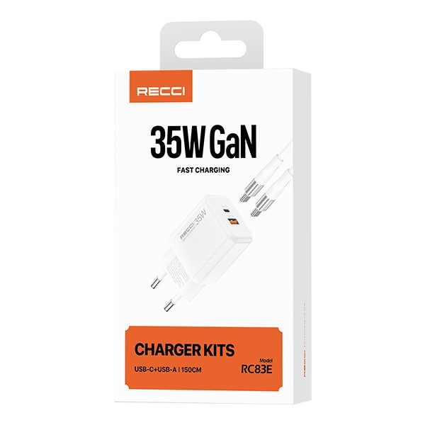 RECCI RC83ECC 35W GAN fast charger set EU PLUG