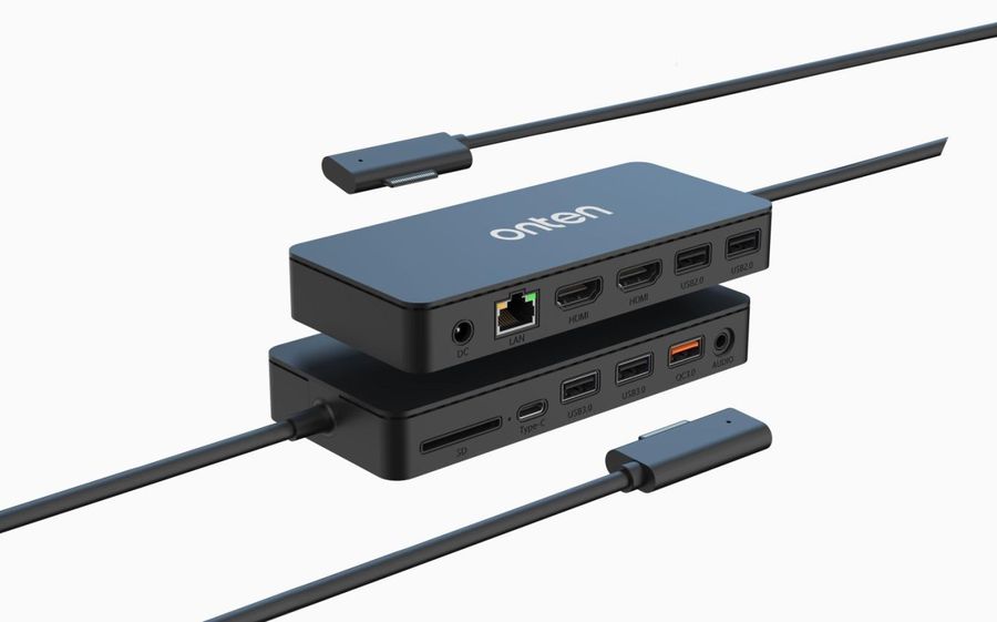 ONTEN OTN-SD13 12-in-1 Surface Multi-function docking station HDMI*2+RJ45(Gigabit)+USB 3.0*2+USB2.0*2+USB(QC 3.0)+Audio